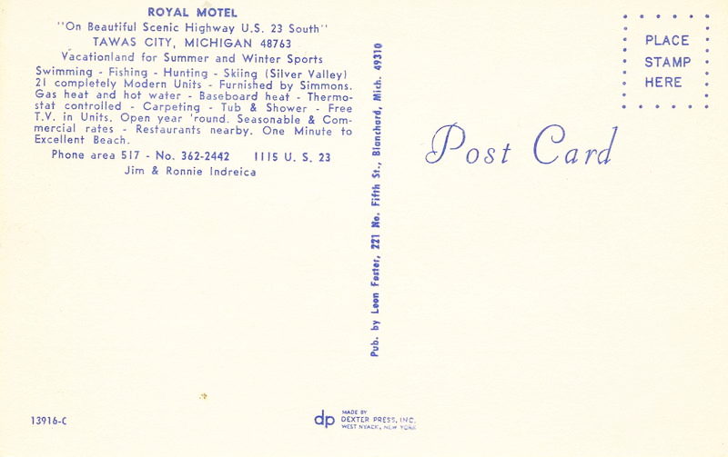 Royal Motel (Captians Quarters Motel) - Vintage Postcard